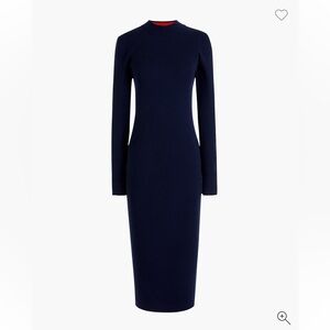J crew Long Sleeve Ribbed Midi Dress - Navy